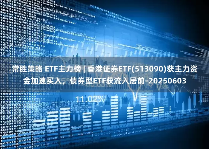 常胜策略 ETF主力榜 | 香港证券ETF(513090)获主力资金加速买入，债券型ETF获流入居前-20250603